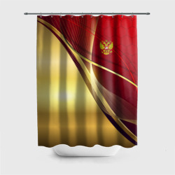 Штора 3D для ванной Russia sport: Red and Gold