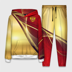Женский костюм с толстовкой 3D Russia sport: Red and Gold