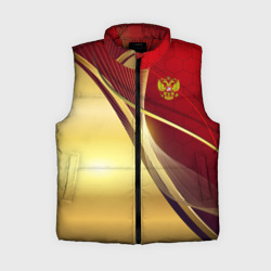 Женский жилет утепленный 3D Russia sport: Red and Gold