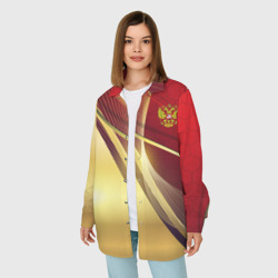 Женская рубашка oversize 3D Russia sport: Red and Gold - фото 2