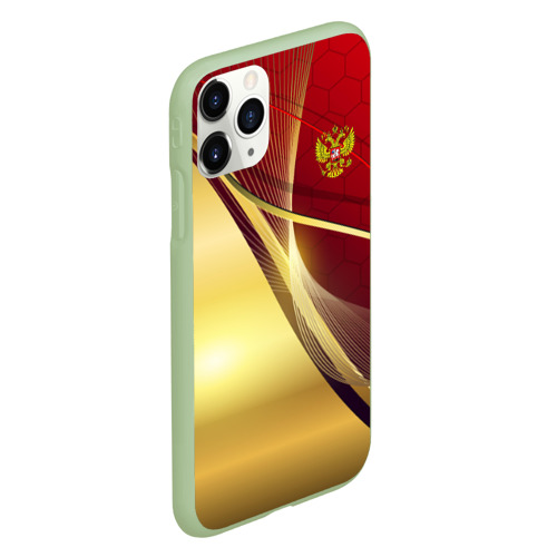 Чехол для iPhone 11 Pro матовый с принтом RUSSIA SPORT: Red and Gold, вид сбоку #3