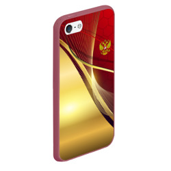 Чехол для iPhone 5/5S матовый Russia sport: Red and Gold - фото 2