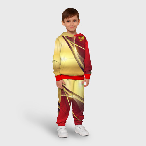 Детский костюм с толстовкой 3D Russia sport: Red and Gold, цвет красный - фото 3