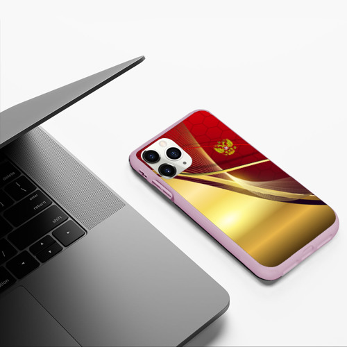 Чехол для iPhone 11 Pro матовый Russia sport: Red and Gold, цвет розовый - фото 5