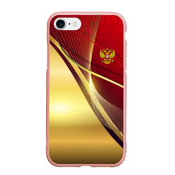 Чехол для iPhone 7/8 матовый RUSSIA SPORT: Red and Gold