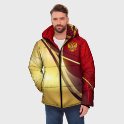 Мужская зимняя куртка 3D Russia sport: Red and Gold - фото 2