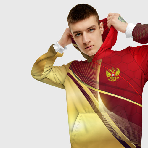 Мужская толстовка 3D Russia sport: Red and Gold, цвет белый - фото 5