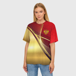 Женская футболка oversize 3D Russia sport: Red and Gold - фото 2