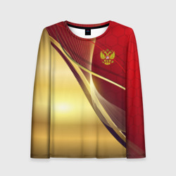 Женский лонгслив 3D Russia sport: Red and Gold