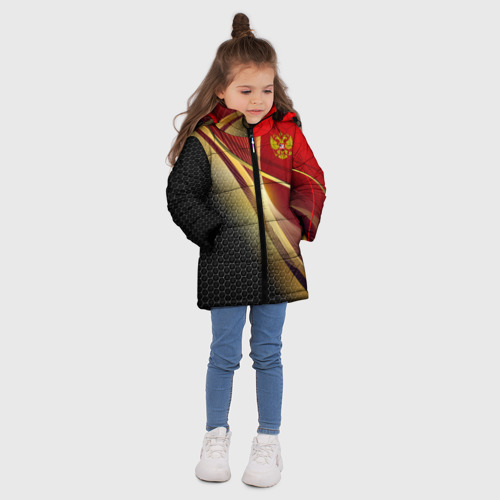 Зимняя куртка для девочек 3D Russia sport: red and black, цвет красный - фото 5