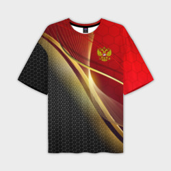 Мужская футболка oversize 3D Russia sport: red and black