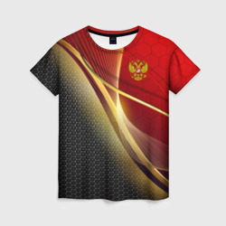 Женская футболка 3D Russia sport: red and black