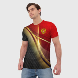 Мужская футболка 3D Russia sport: red and black - фото 2