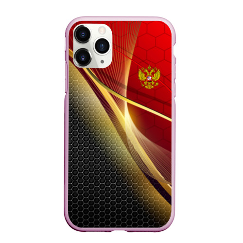 Чехол для iPhone 11 Pro матовый Russia sport: red and black, цвет розовый