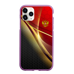 Чехол для iPhone 11 Pro Max матовый Russia sport: red and black