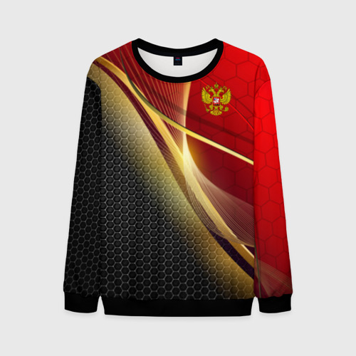 Мужской свитшот 3D Russia sport: red and black, цвет черный