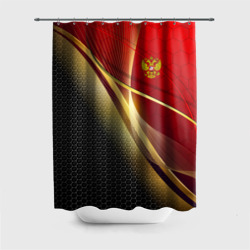 Штора 3D для ванной Russia sport: red and black