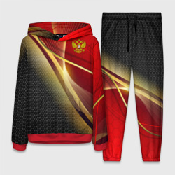 Женский костюм с толстовкой 3D Russia sport: red and black