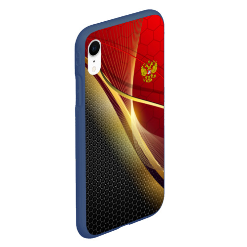 Чехол для iPhone XR матовый Russia sport: red and black, цвет темно-синий - фото 3