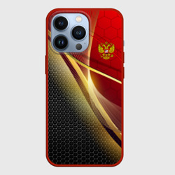 Чехол для iPhone 13 Pro Russia sport: red and black