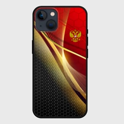 Чехол для iPhone 14 Russia sport: red and black
