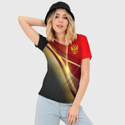 Женская футболка 3D Slim Russia sport: red and black - фото 2