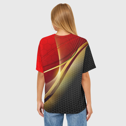 Женская футболка oversize 3D Russia sport: red and black, цвет 3D печать - фото 4