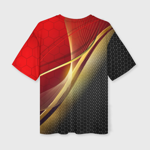 Женская футболка oversize 3D Russia sport: red and black, цвет 3D печать - фото 2