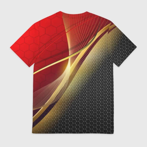 Мужская футболка 3D с принтом Russia sport: red and black, вид сзади #1