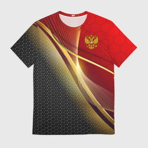Мужская футболка 3D с принтом Russia sport: red and black, вид спереди #2