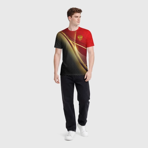 Мужская футболка 3D с принтом Russia sport: red and black, вид сбоку #3