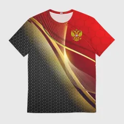 Мужская футболка 3D Russia sport: red and black