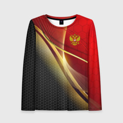 Женский лонгслив 3D Russia sport: red and black