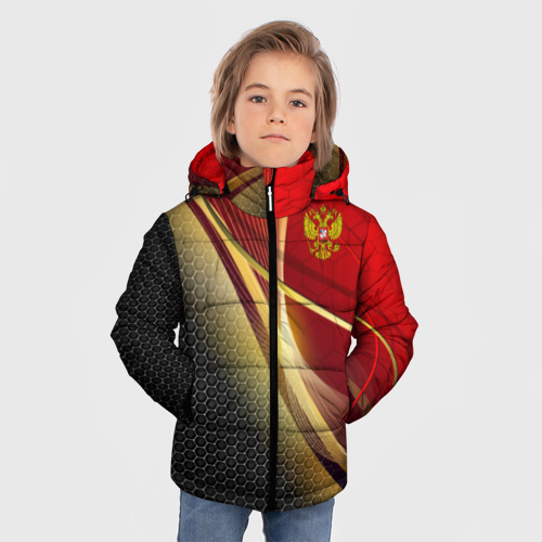 Зимняя куртка для мальчиков 3D Russia sport: red and black, цвет светло-серый - фото 3