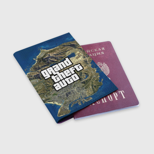 Обложка для паспорта матовая кожа GTA, цвет фиолетовый - фото 3