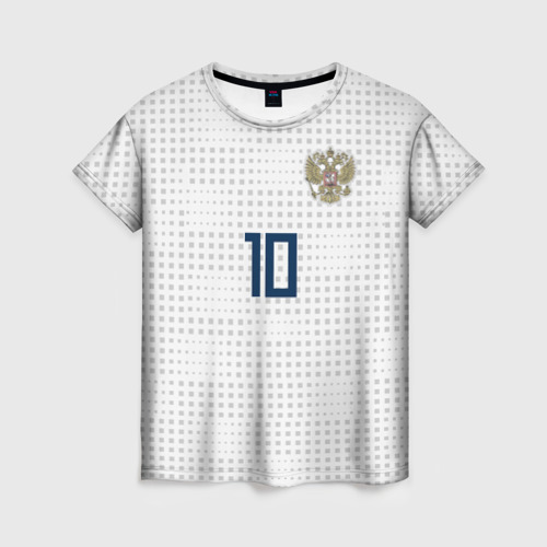 Женская футболка 3D с принтом Smolov away WC 2018, вид спереди #2