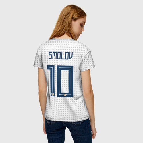 Женская футболка 3D с принтом Smolov away WC 2018, вид сзади #2