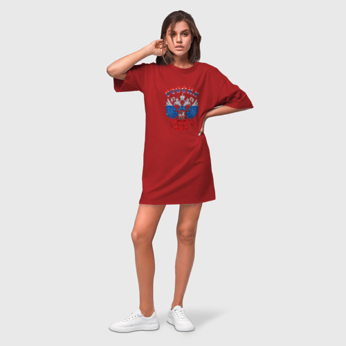 Платье-футболка хлопок Россия, цвет красный - фото 3