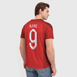 Футболка с принтом Kane away WC 2018 для женщины, вид на модели сзади №2. Цвет основы: белый