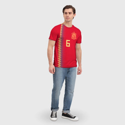 Футболка с принтом Iniesta home WC 2018 для мужчины, вид на модели спереди №3. Цвет основы: белый