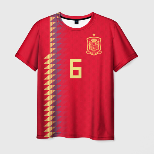 Мужская футболка с принтом Iniesta home WC 2018, вид спереди №1
