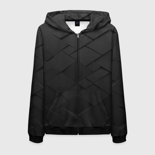Мужская толстовка 3D на молнии Abstraction black cells diamonds squares