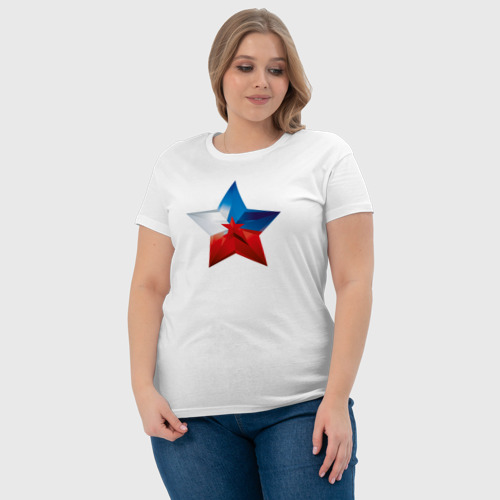 Женская футболка хлопок Звезда, цвет белый - фото 6