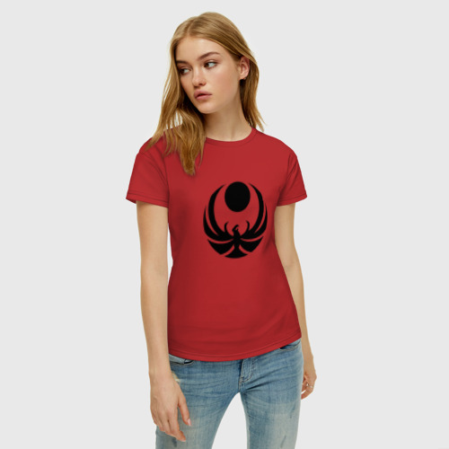 Женская футболка хлопок с принтом Nightingale Crest Faded, фото на моделе #1