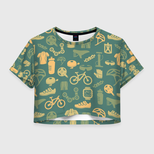 Женская футболка Crop-top 3D Велосипед Текстура, цвет 3D печать