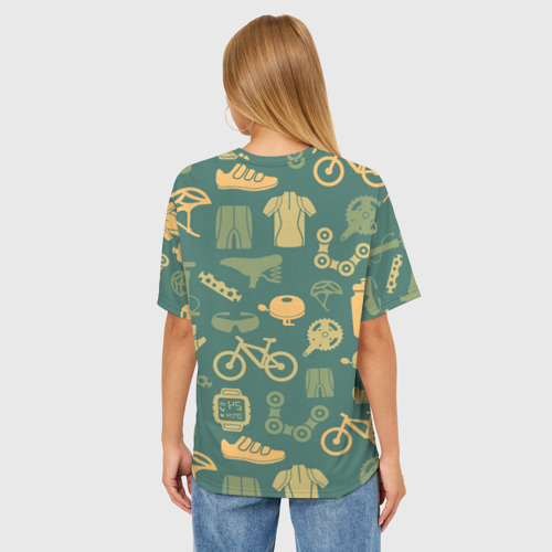 Женская футболка oversize 3D Велосипед Текстура, цвет 3D печать - фото 4
