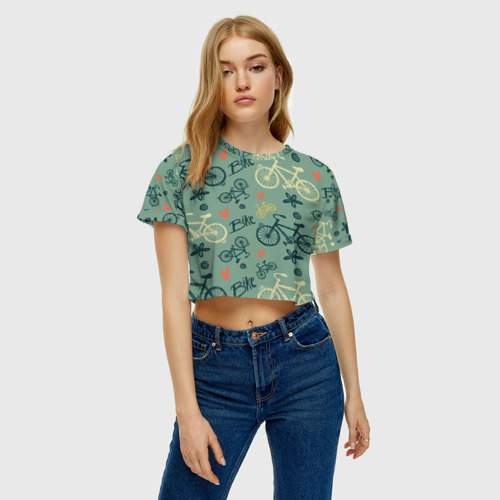 Женская футболка Crop-top 3D Велосипед Текстура - фото 3