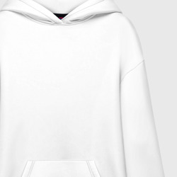 Ультрамодная кофта-худи с принтом Агата Кристи для женщины, вид на модели спереди №2. Цвет основы: белый