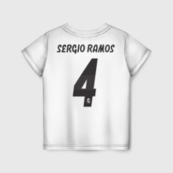 Футболка с принтом Ramos home 18-19 для ребенка, вид сзади №1. Цвет основы: белый