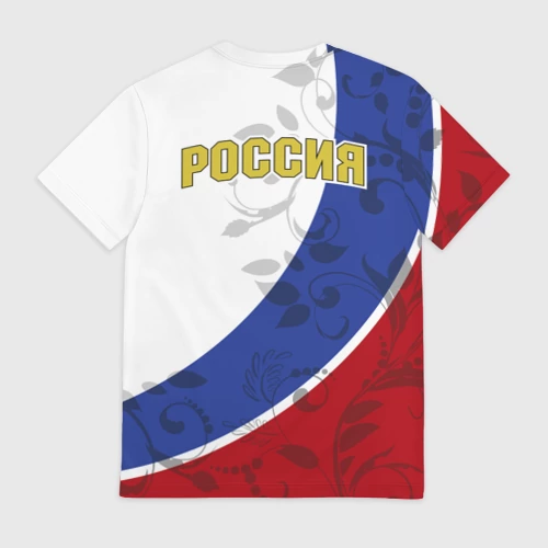 Мужская футболка 3D с принтом Россия Спорт, вид сзади #1